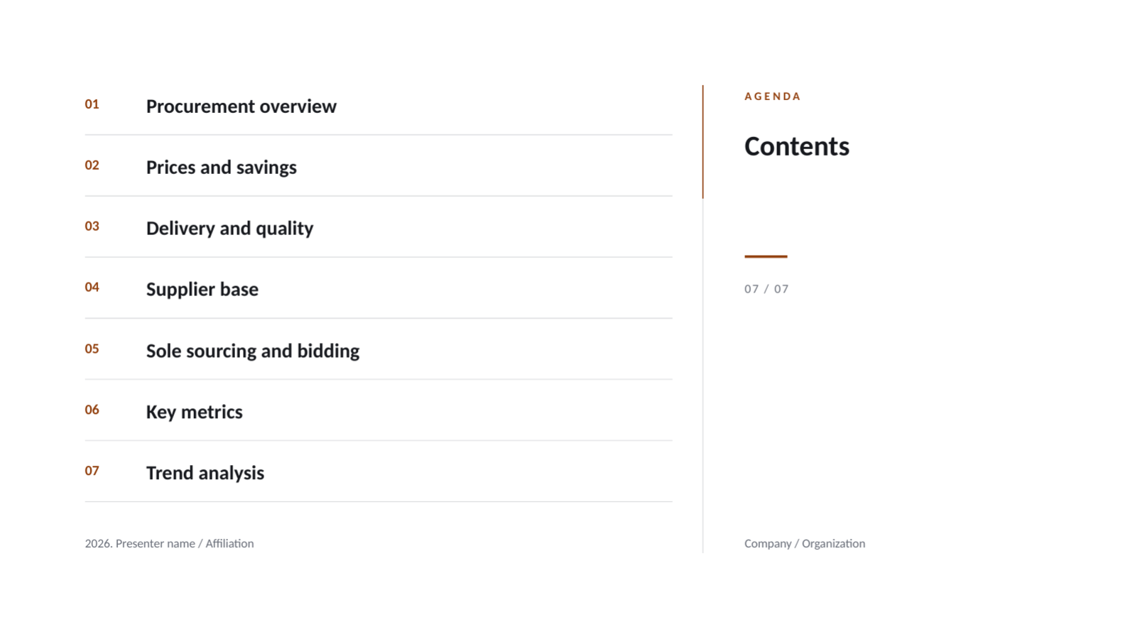 Slide 2 — Procurement Performance Review