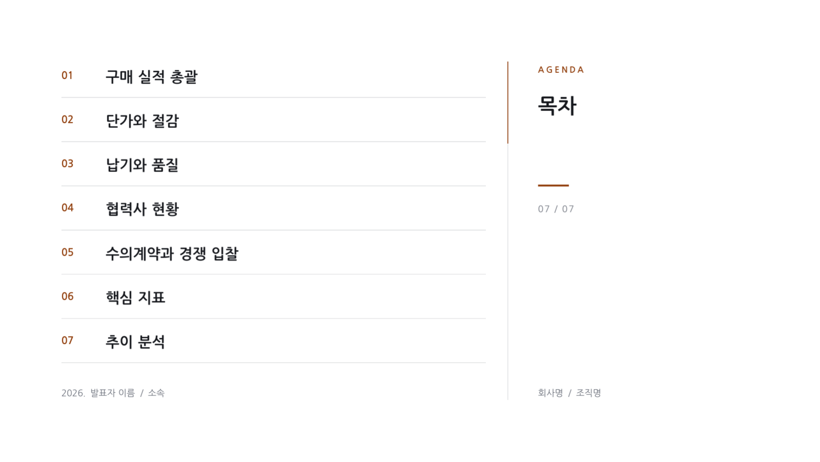 슬라이드 2 — 구매 실적 보고