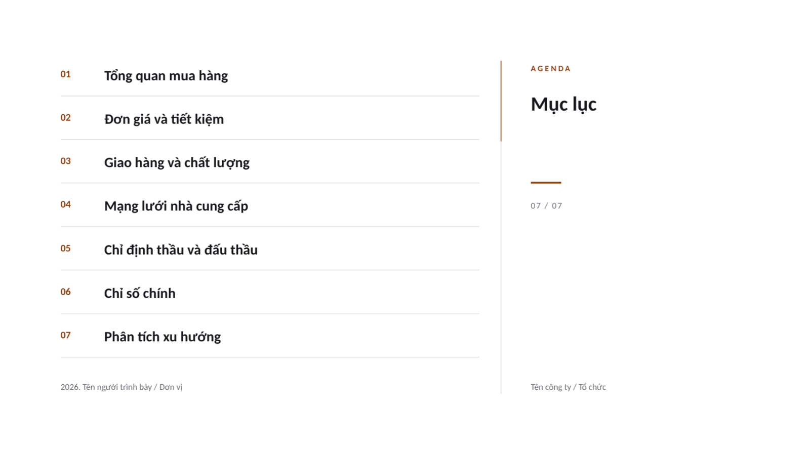 Trang chiếu 2 — Báo cáo kết quả mua sắm