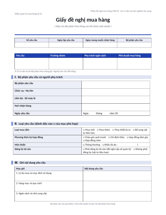 Trang 1 — Giấy đề nghị mua hàng