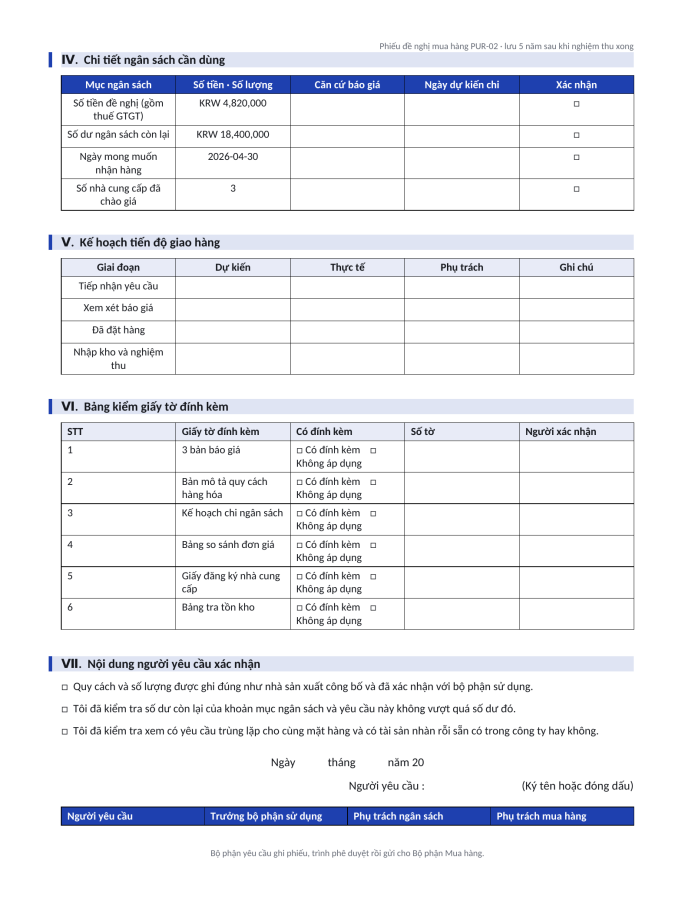 Trang 3 — Giấy đề nghị mua hàng