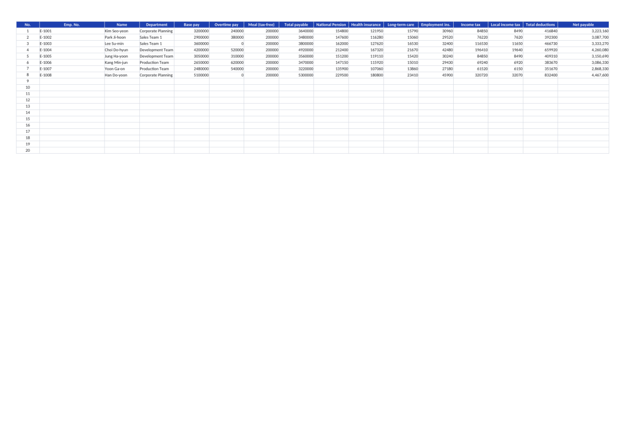 Preview 2 — Payroll Ledger Template