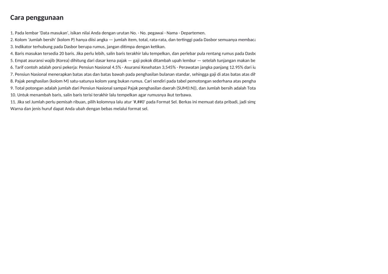Pratinjau 3 — Format buku catatan gaji