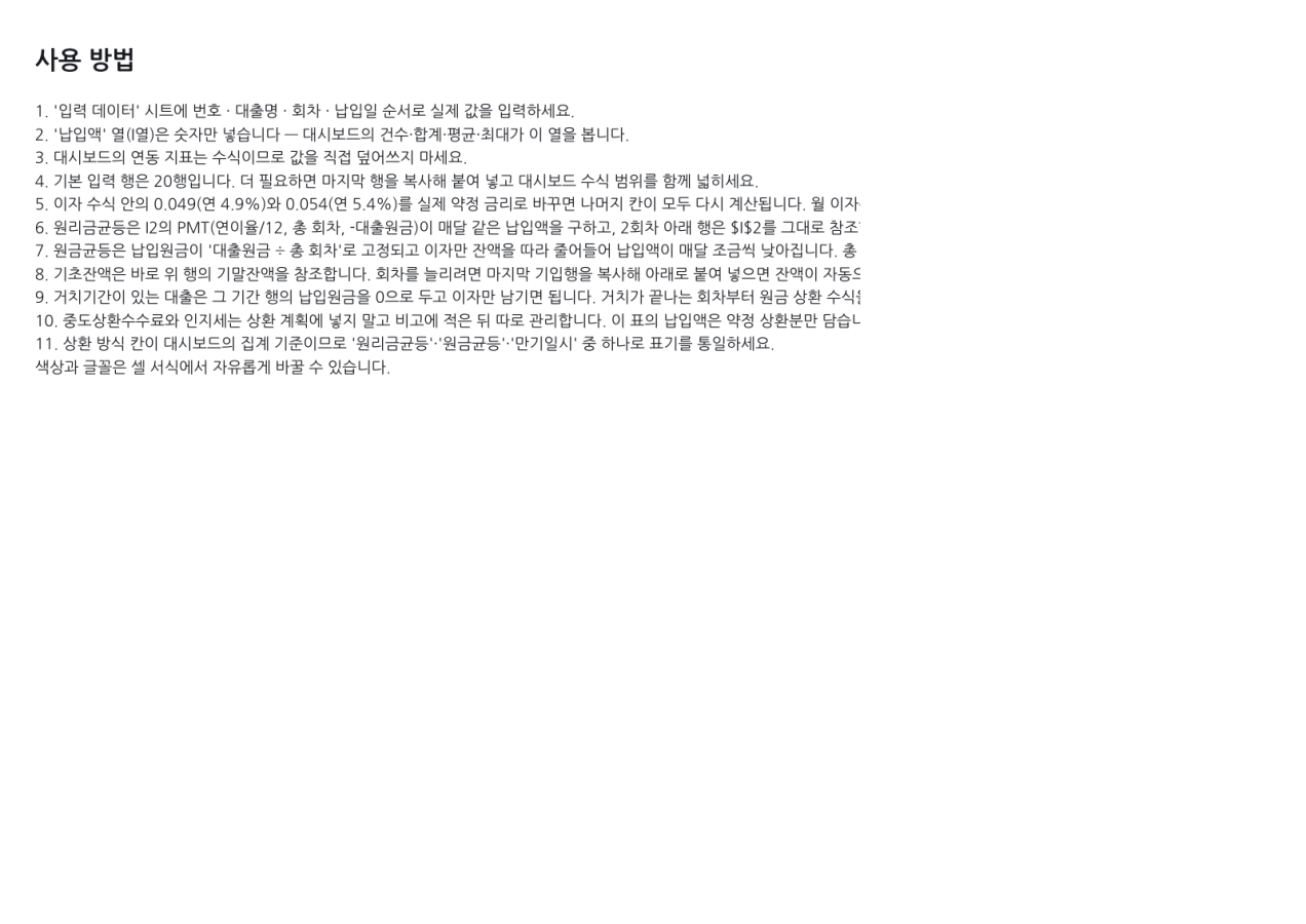 미리보기 3 — 대출 상환 계획표