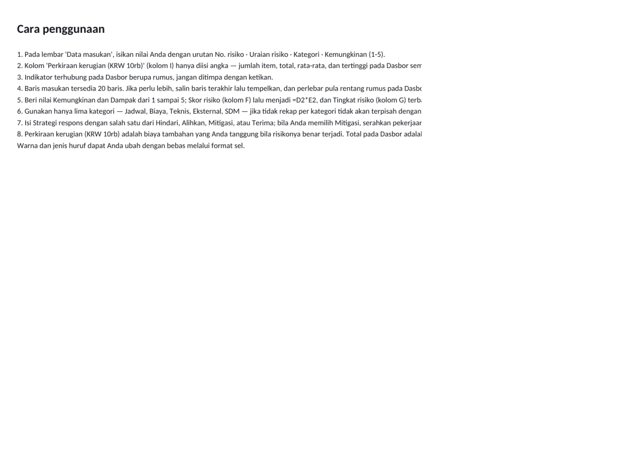 Pratinjau 3 — Buku catatan risiko