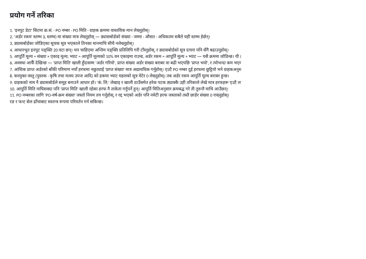 पूर्वावलोकन 3 — खरिद आदेश रजिस्टर