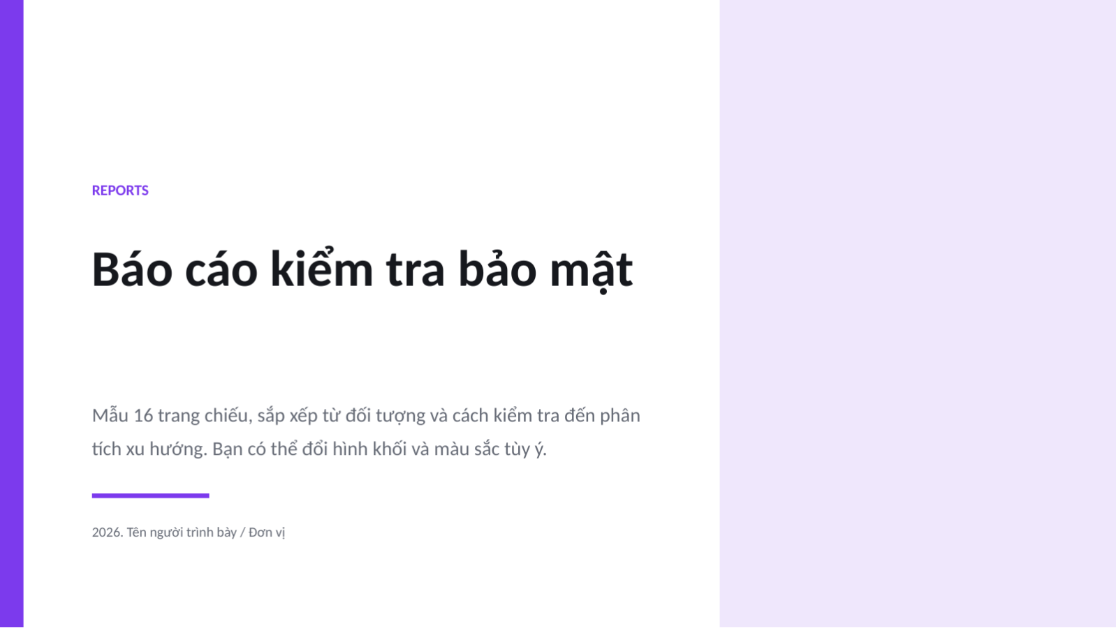 Trang chiếu 1 — Báo cáo kiểm tra bảo mật