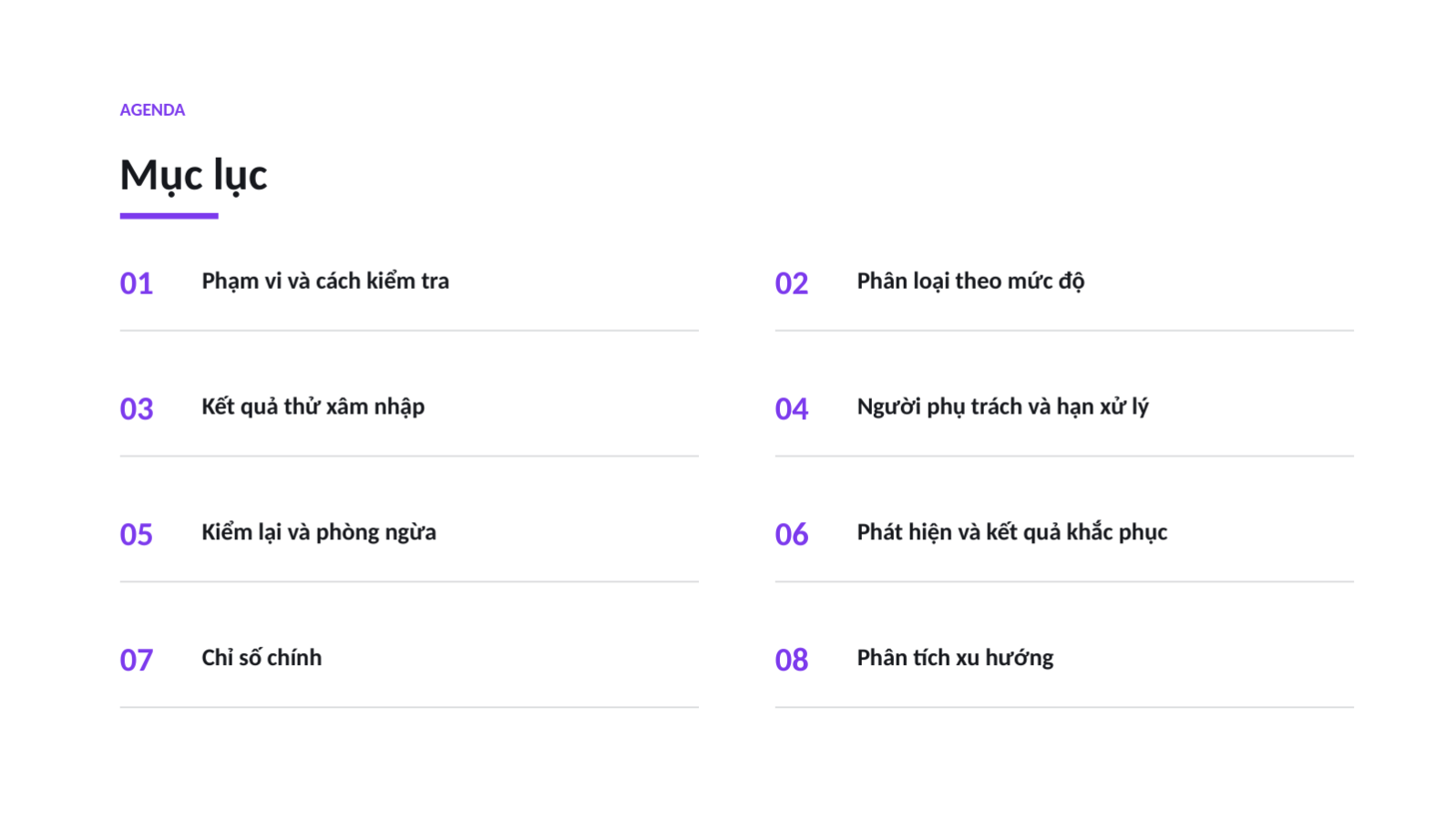 Trang chiếu 2 — Báo cáo kiểm tra bảo mật