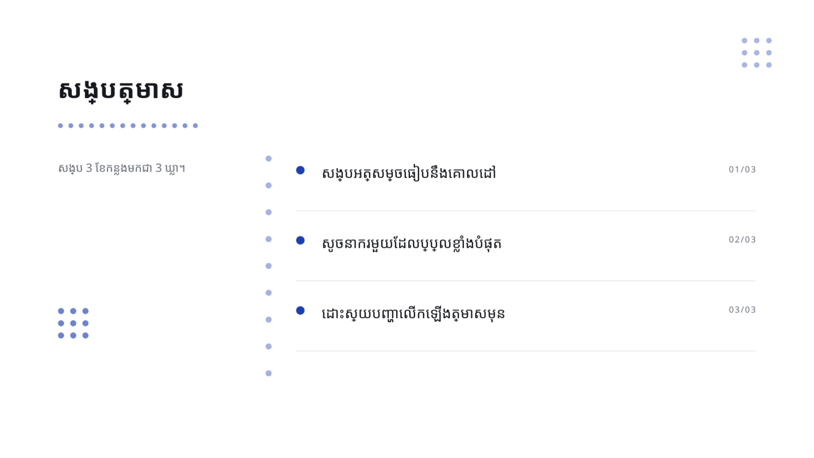 ស្លាយ 4 — របាយការណ៍ការងារ ប្រចាំត្រីមាស