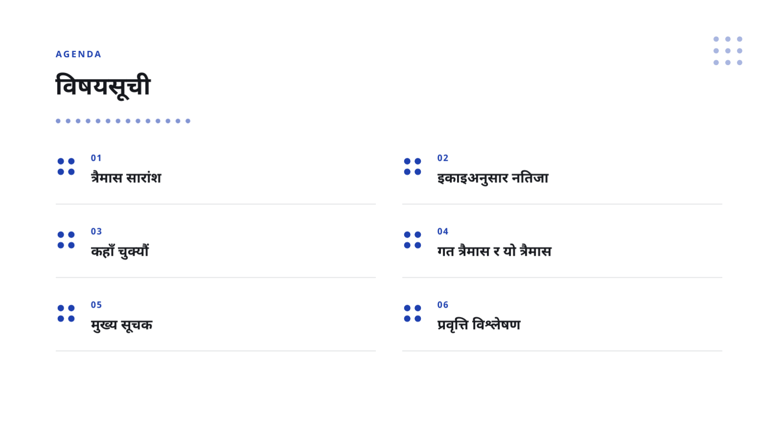 स्लाइड 2 — त्रैमासिक कार्य प्रतिवेदन