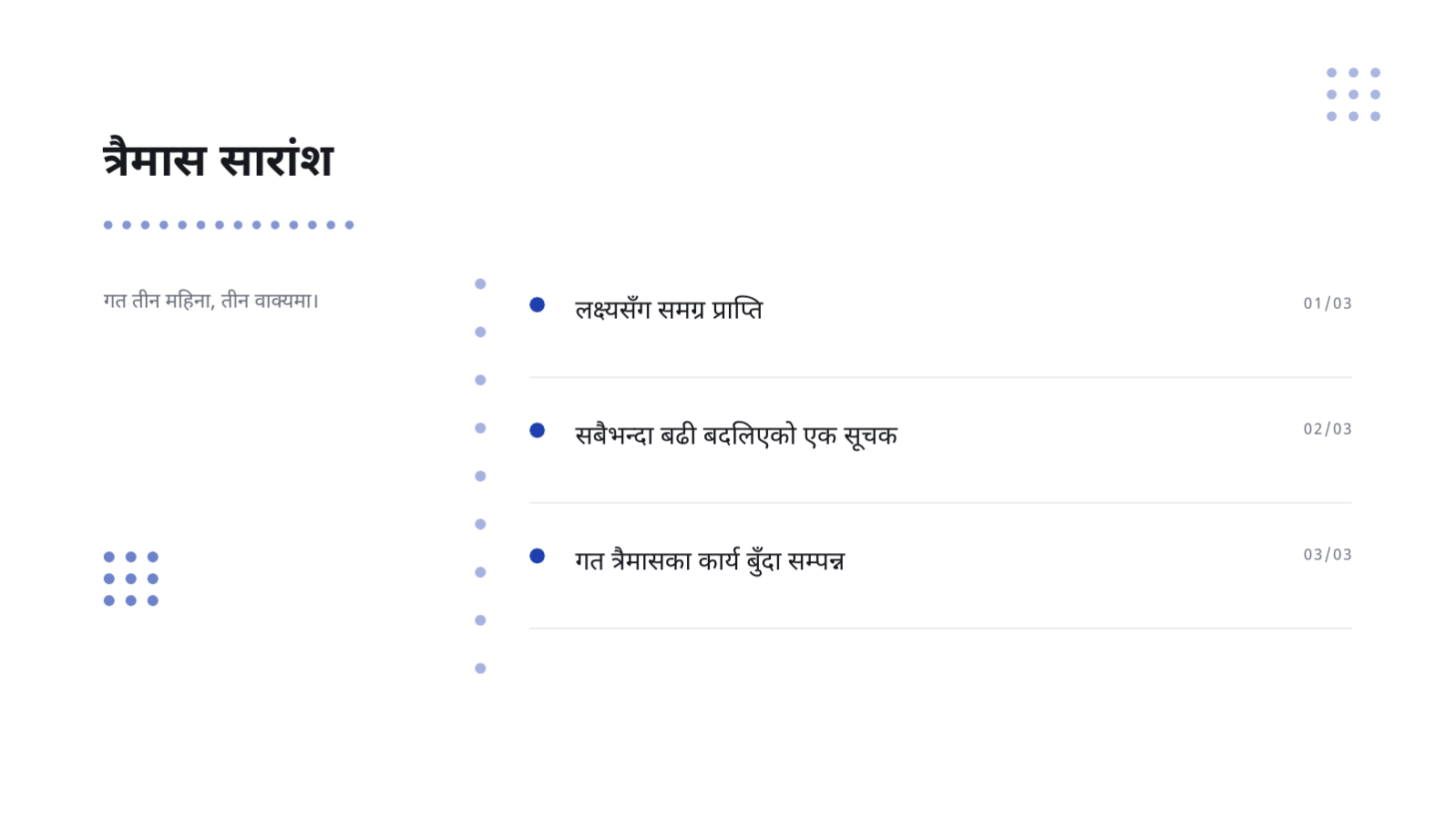 स्लाइड 4 — त्रैमासिक कार्य प्रतिवेदन