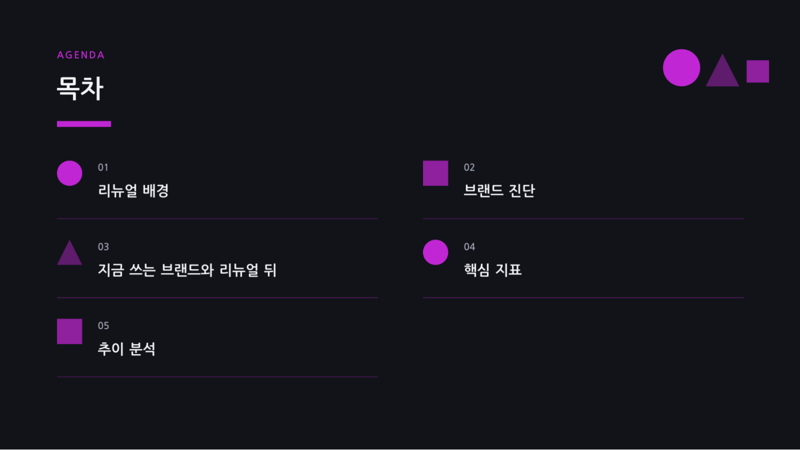 슬라이드 2 — 브랜드 리뉴얼 제안