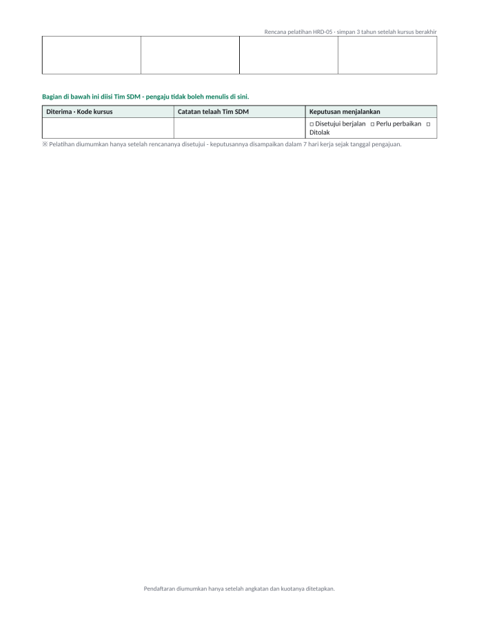 Halaman 4 — Rencana pelatihan internal
