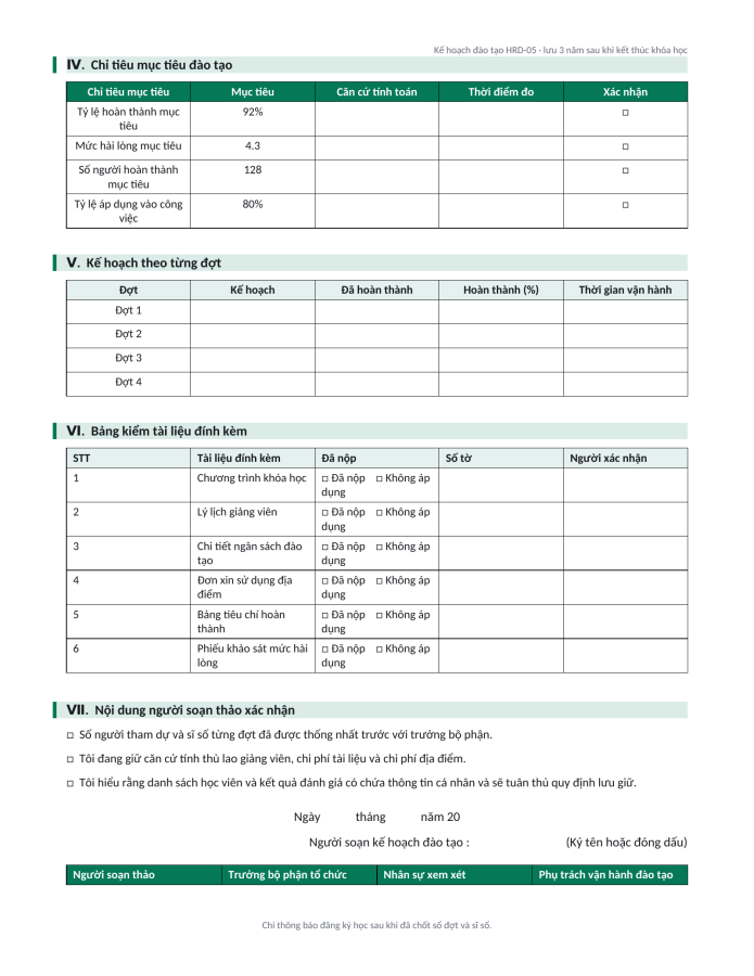 Trang 3 — Kế hoạch đào tạo nội bộ