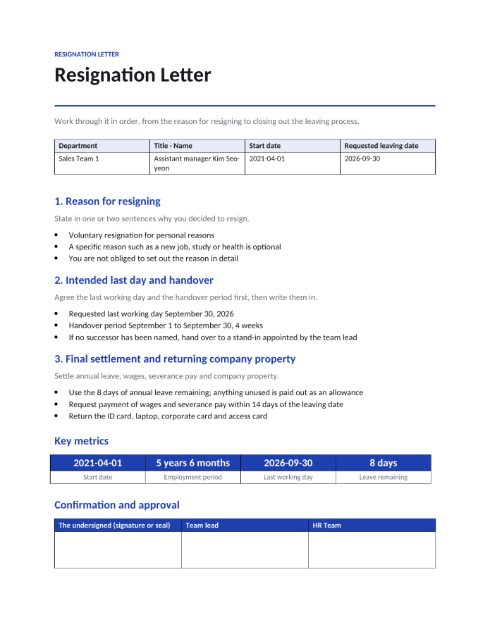 Page 1 — Resignation Letter