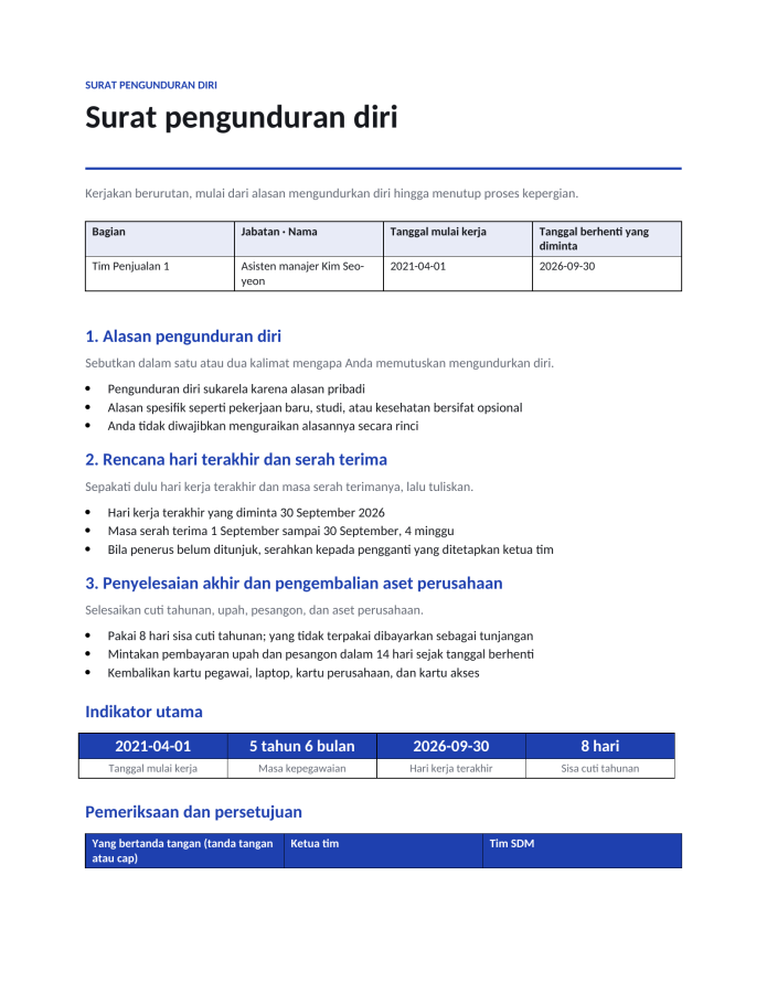Halaman 1 — Surat pengunduran diri