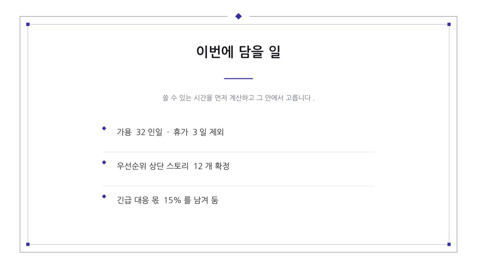 슬라이드 4 — 스프린트 계획 회의