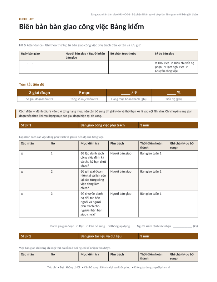 Trang 1 — Biên bản bàn giao công việc