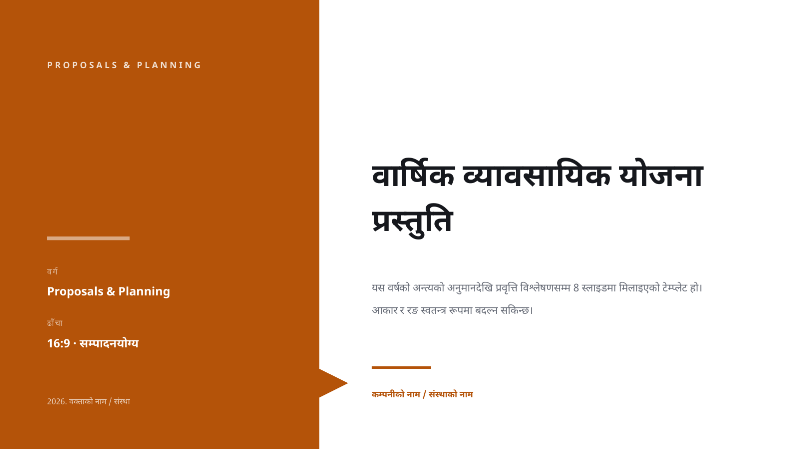 स्लाइड 1 — वार्षिक व्यावसायिक योजना प्रस्तुति