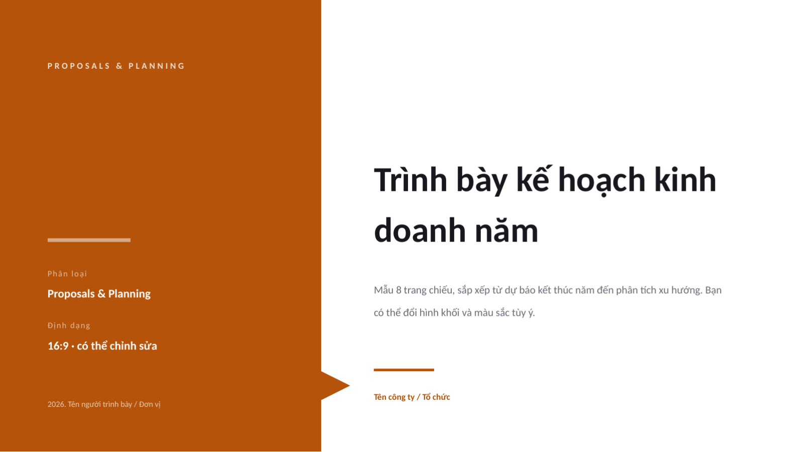 Trang chiếu 1 — Trình bày kế hoạch kinh doanh năm
