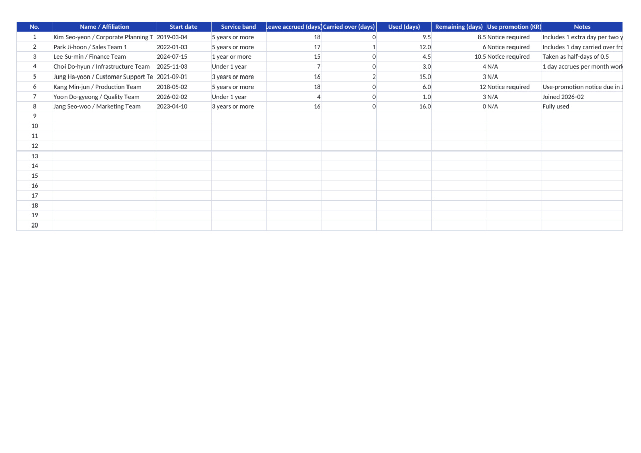 Preview 2 — Annual Leave Ledger