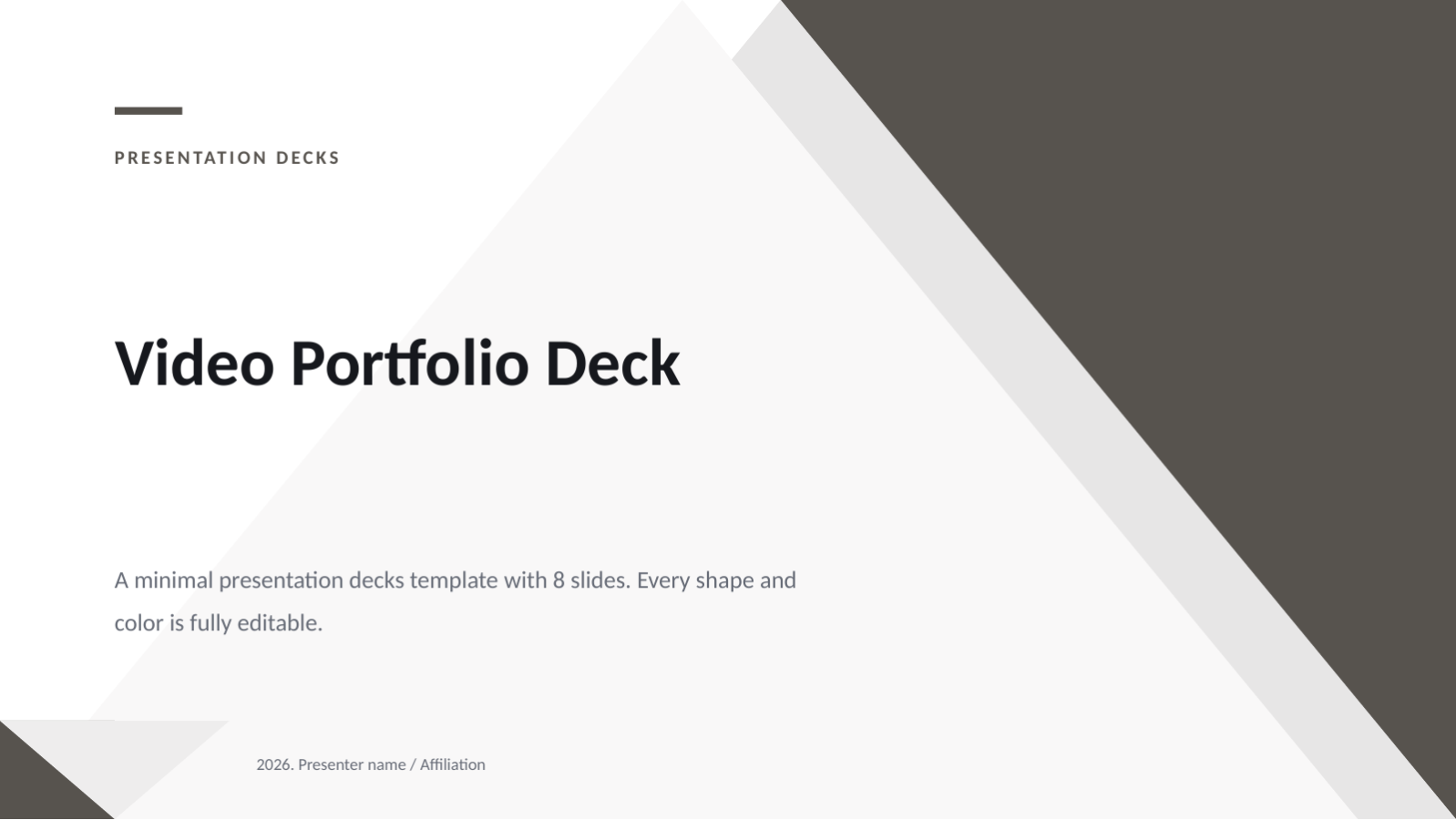 Slide 1 — Video Portfolio Deck