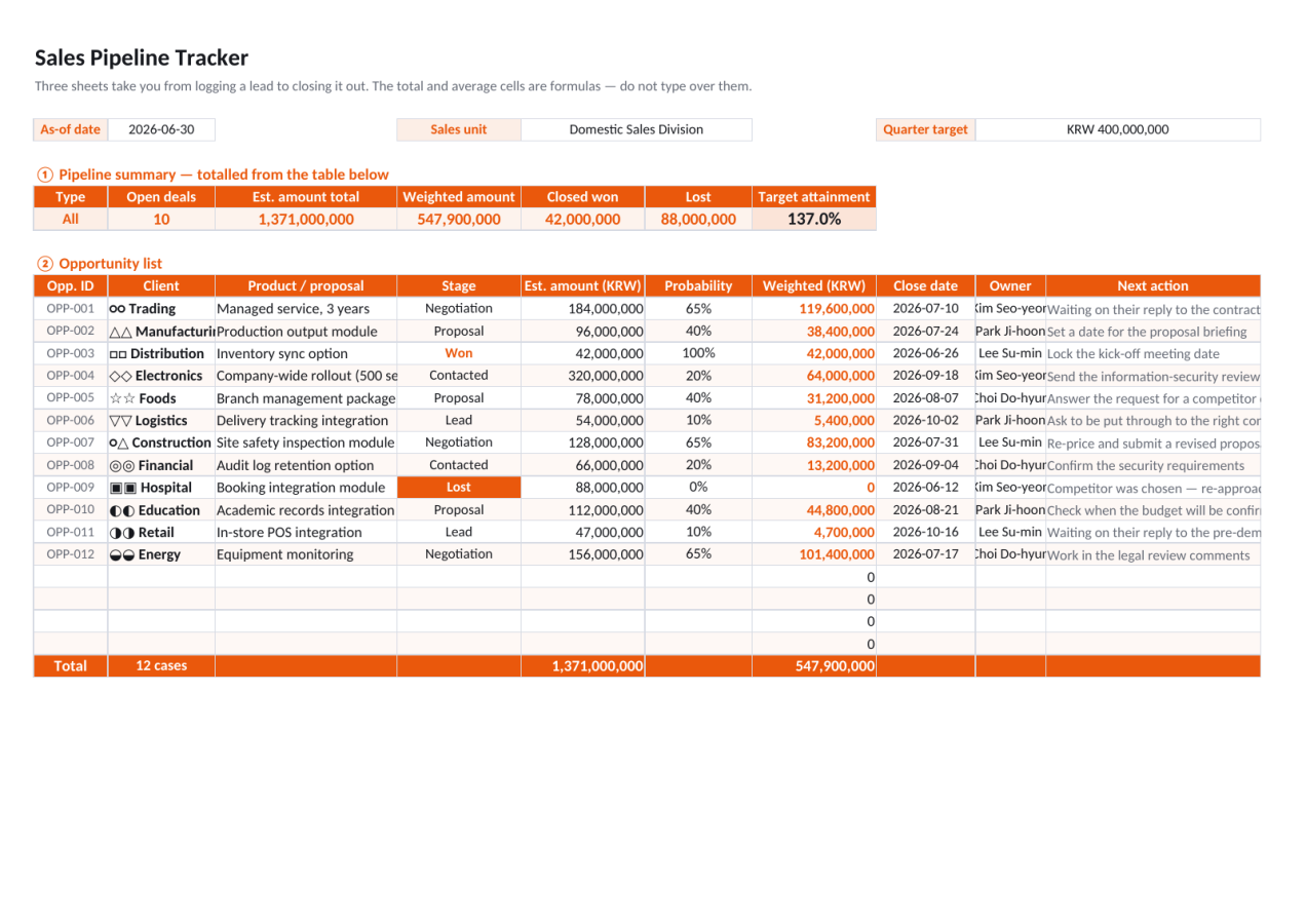 Preview 1 — Sales Pipeline Tracker