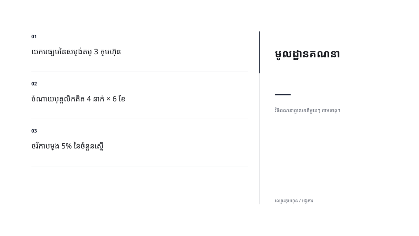 ស្លាយ 6 — បទបង្ហាញសំណើថវិកា
