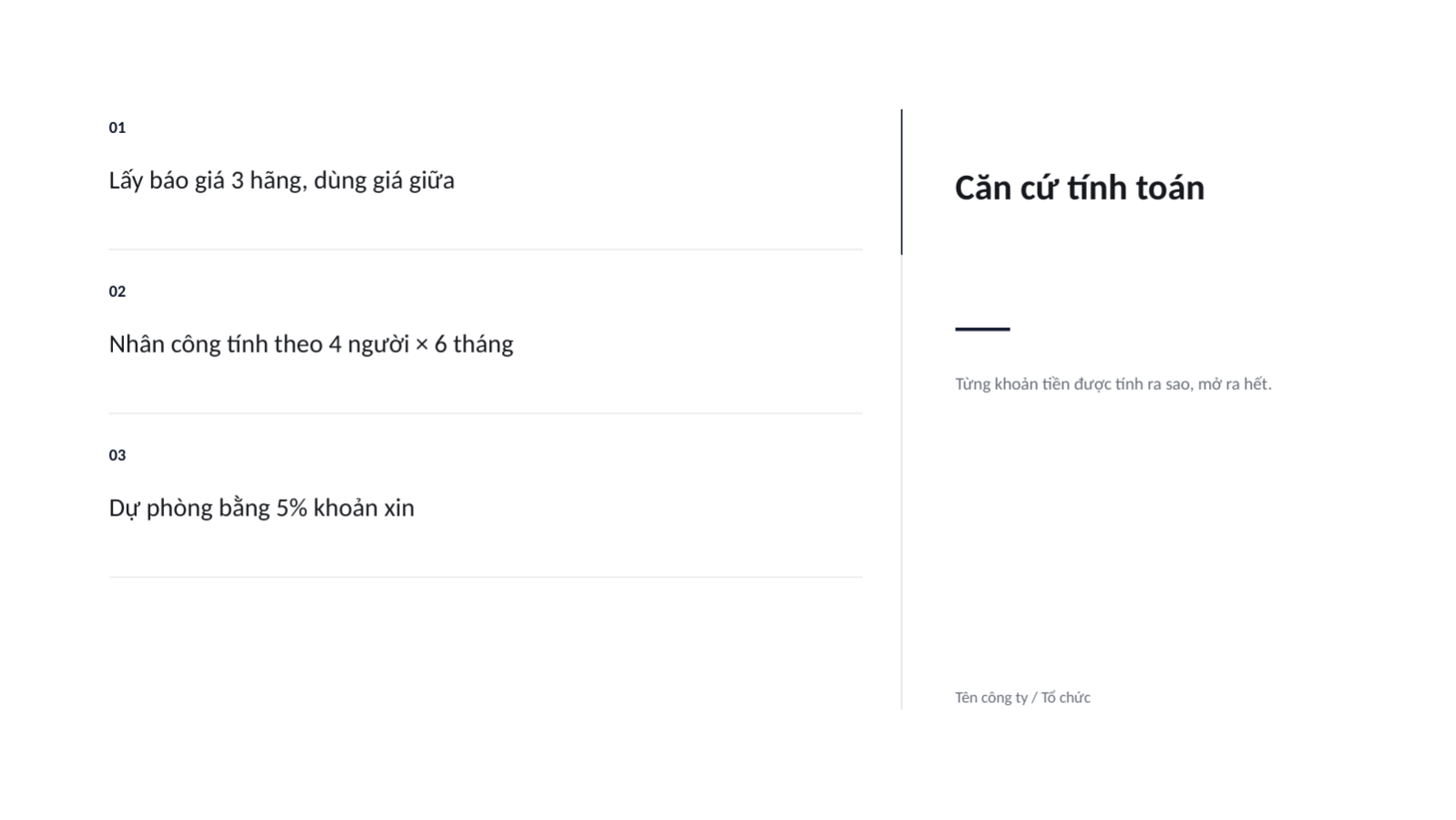 Trang chiếu 6 — Trình bày đề nghị ngân sách