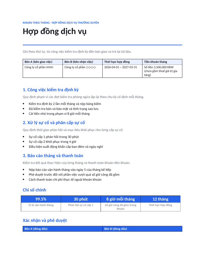 Trang 1 — Hợp đồng dịch vụ