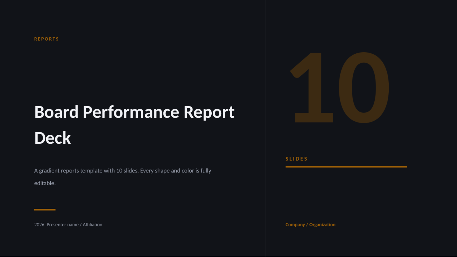 Slide 1 — Board Performance Report Deck