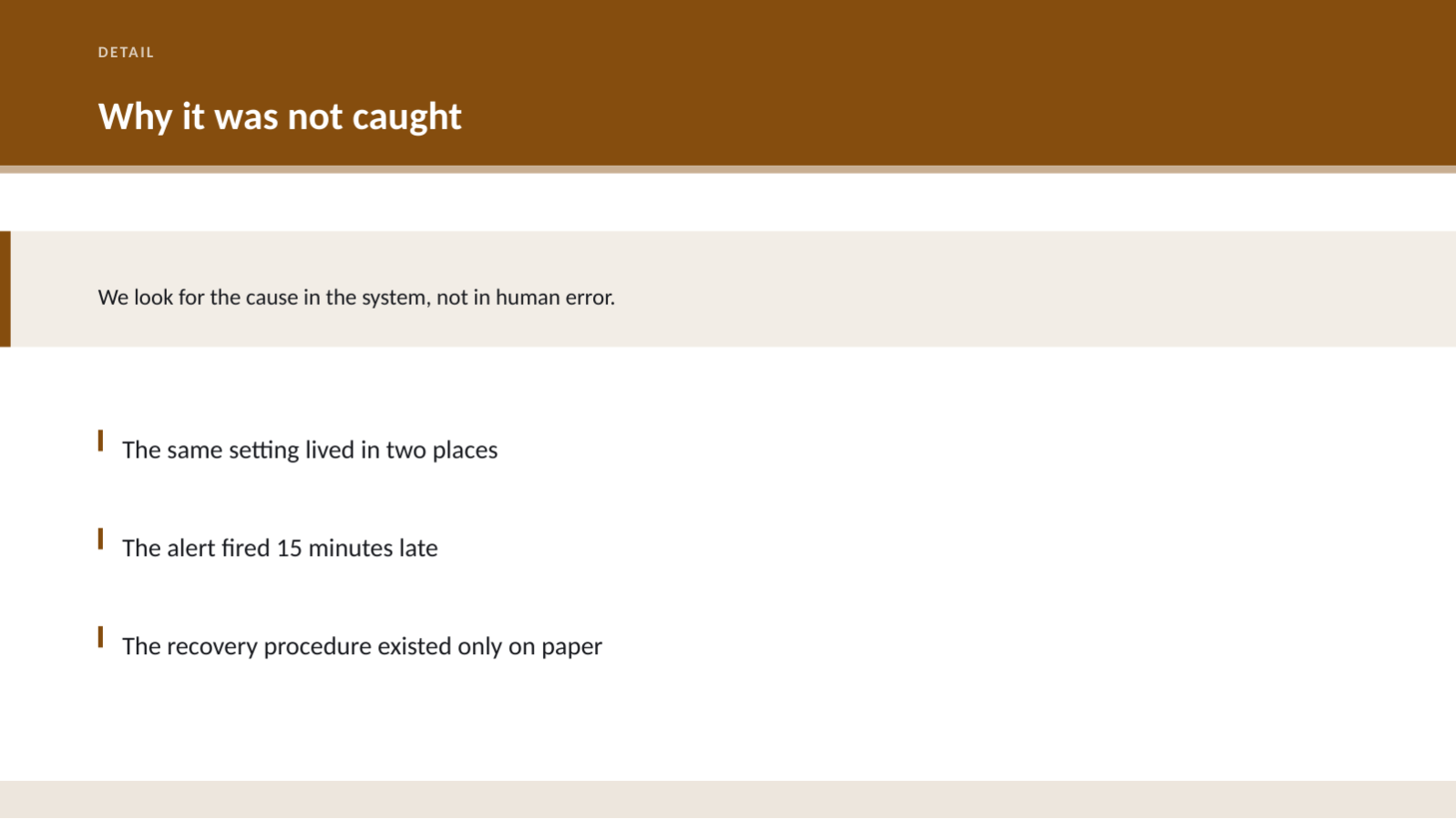 Slide 6 — Incident Postmortem Deck