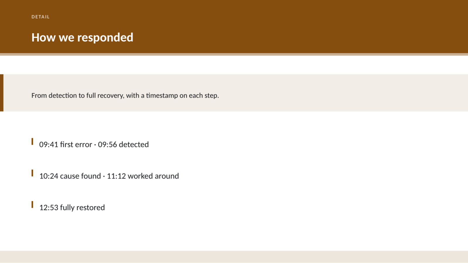Slide 8 — Incident Postmortem Deck