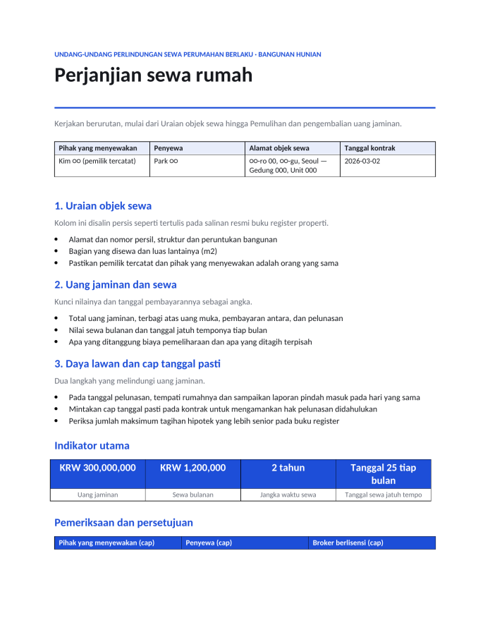 Halaman 1 — Perjanjian sewa rumah