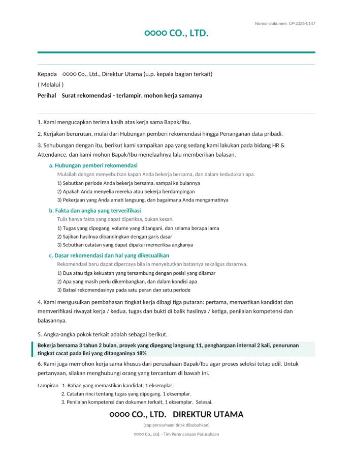 Halaman 1 — Surat rekomendasi
