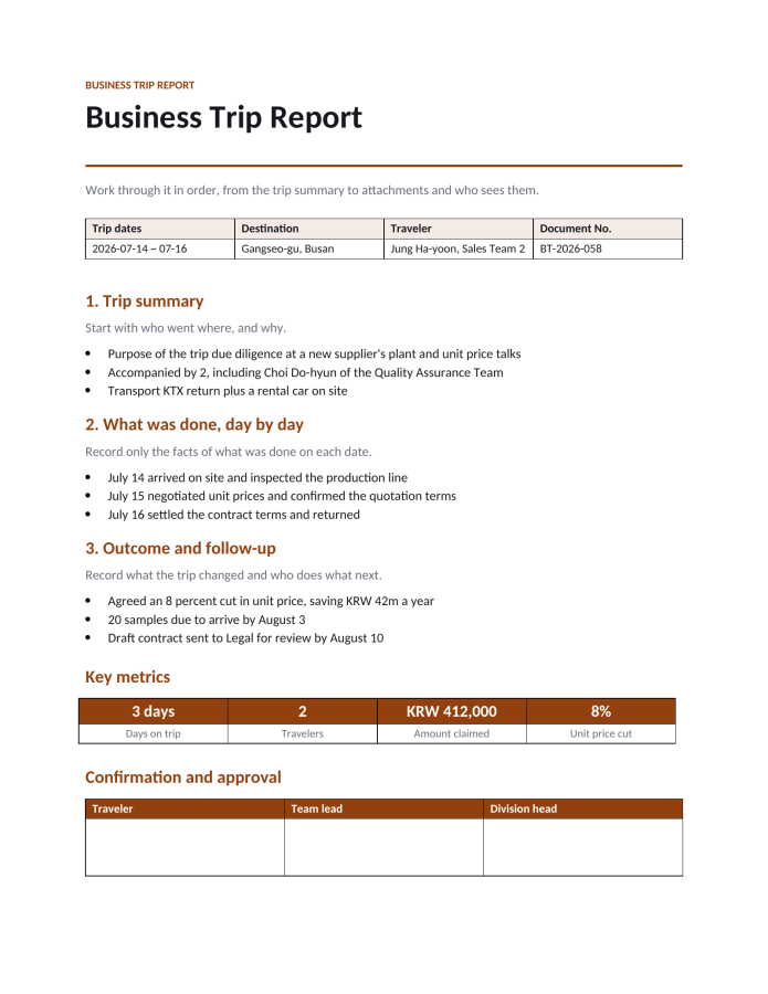 Page 1 — Business Trip Report