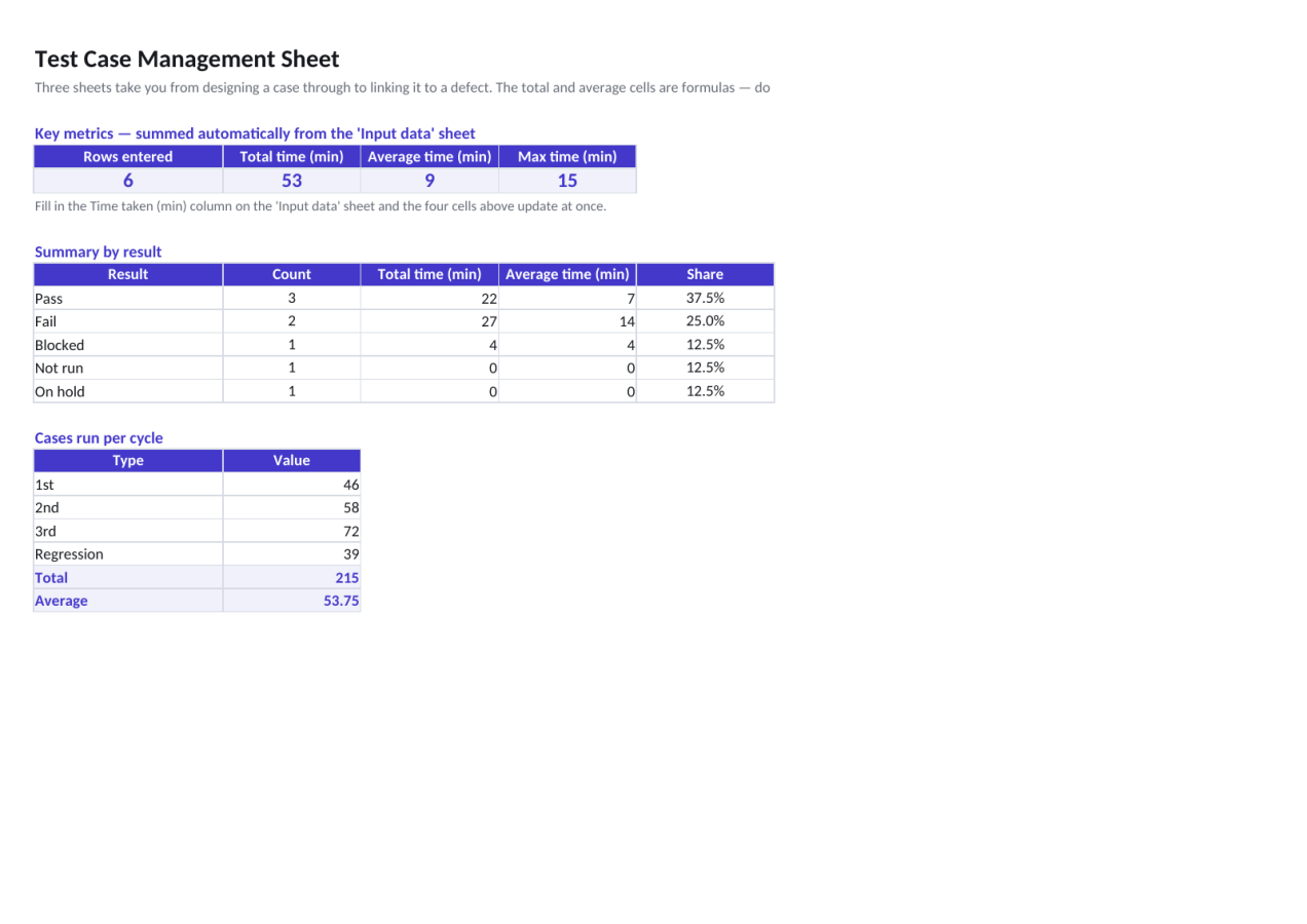 Preview 1 — Test Case Management Sheet