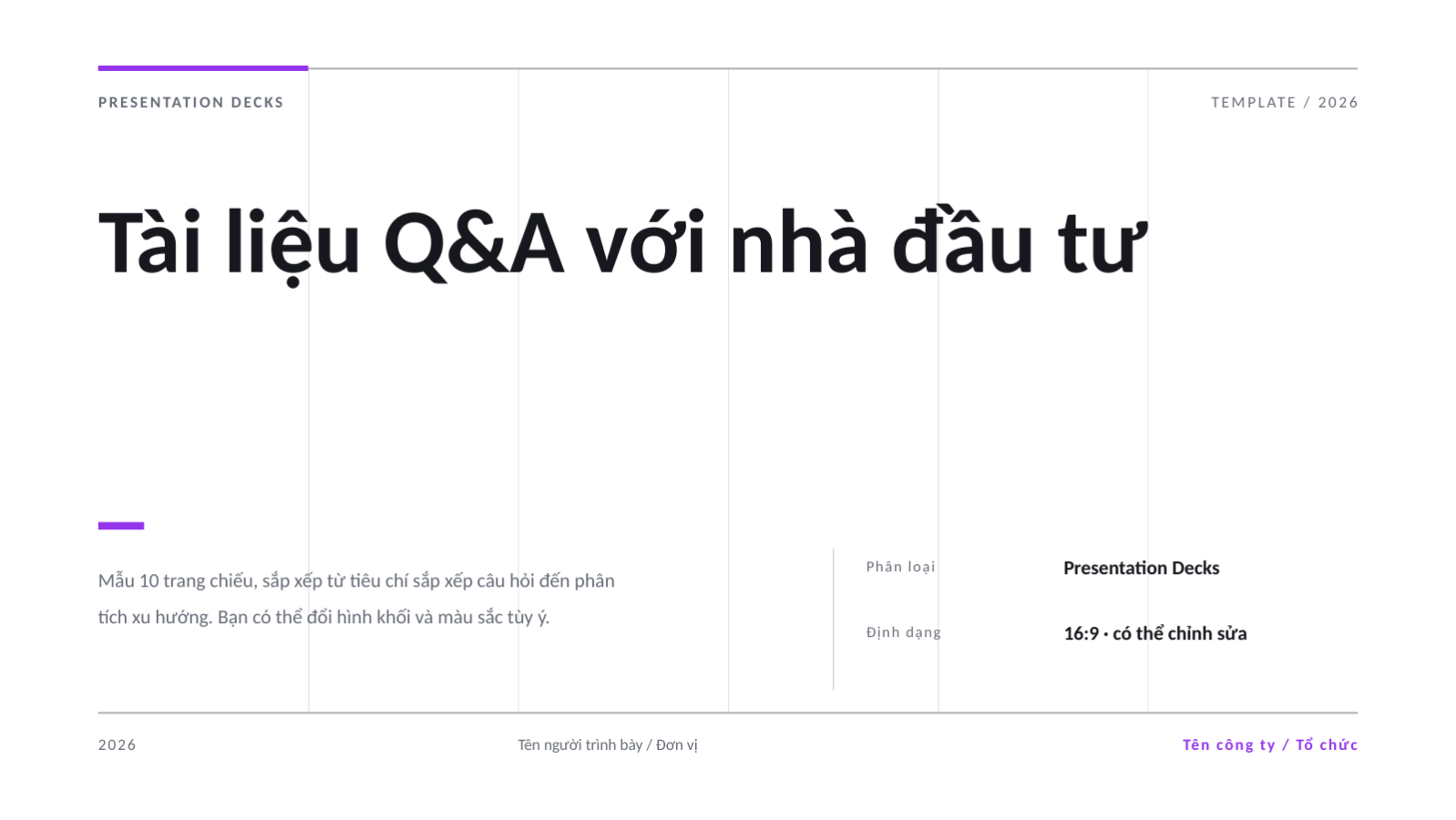 Trang chiếu 1 — Tài liệu Q&A với nhà đầu tư