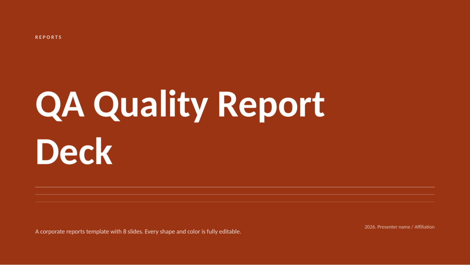 Slide 1 — QA Quality Report Deck