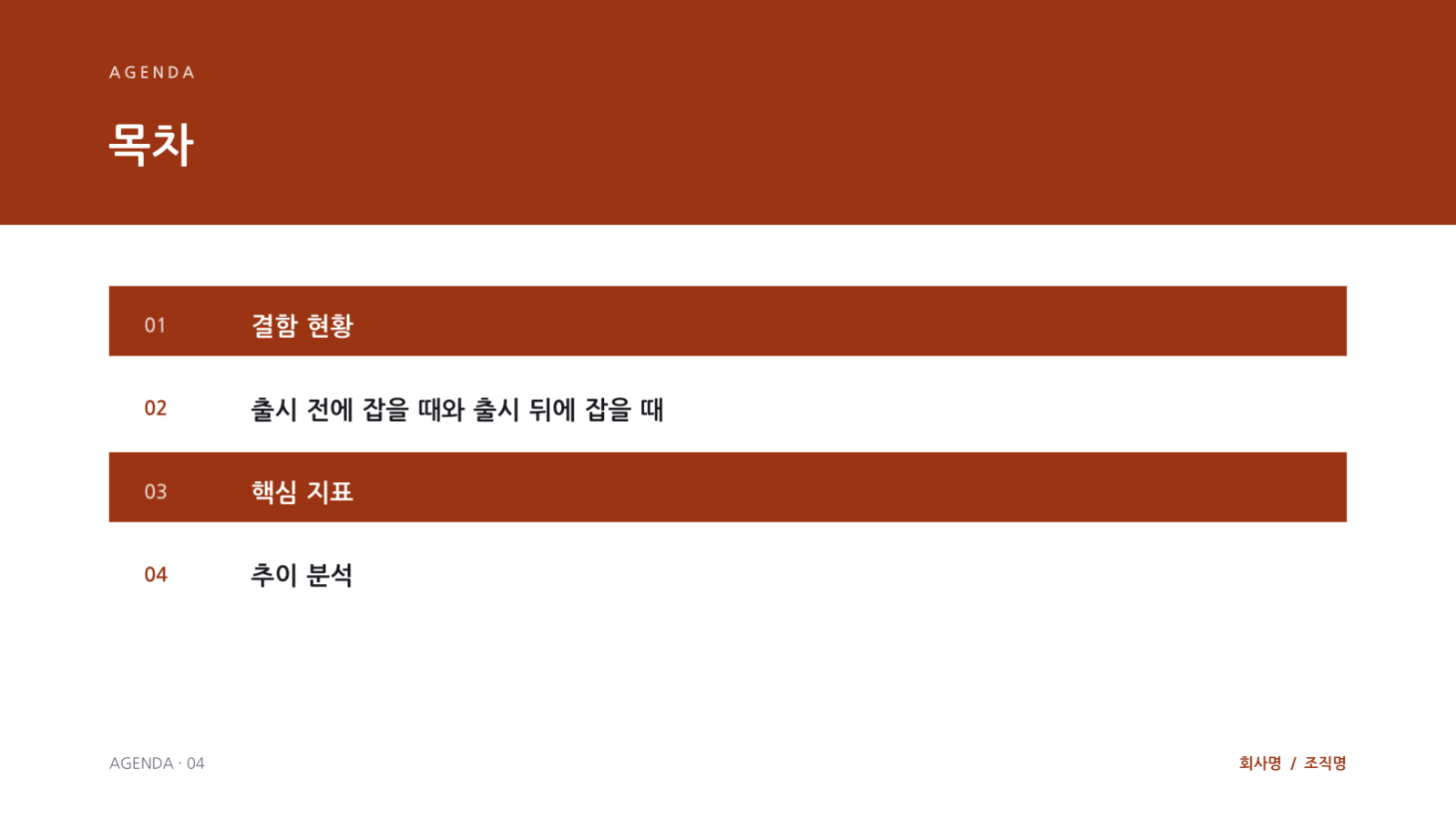 슬라이드 2 — 품질 보고