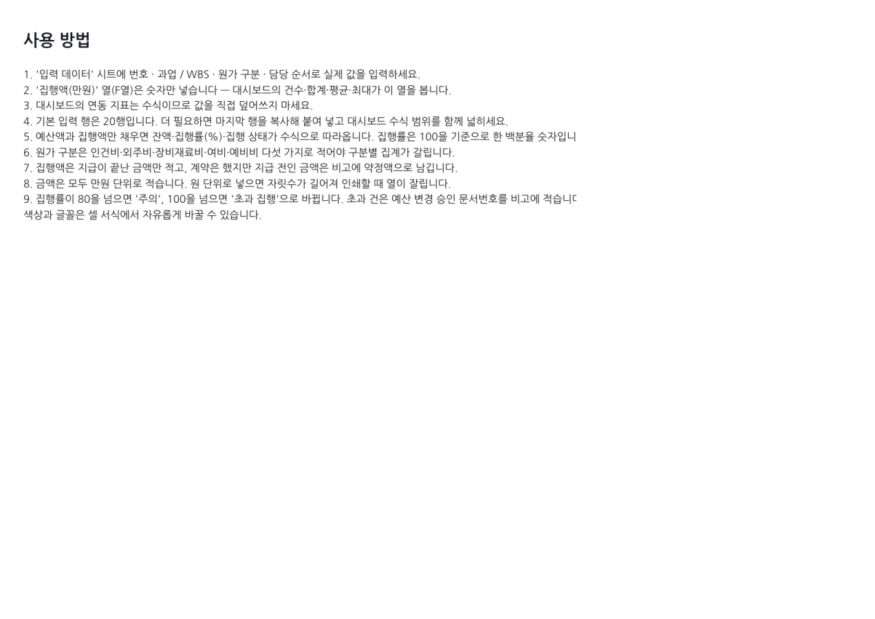 미리보기 3 — 프로젝트 예산 집행표