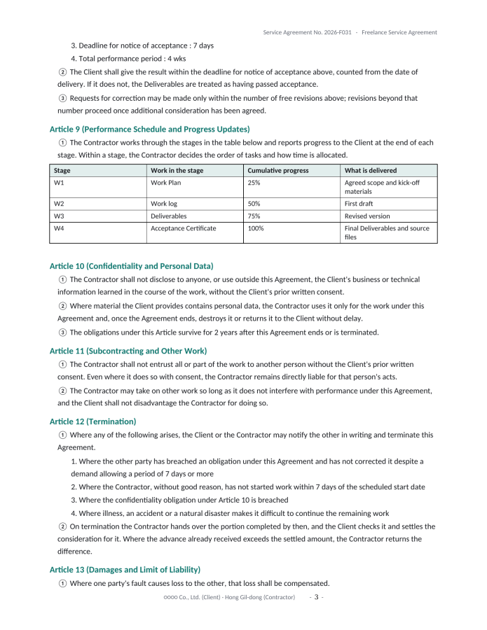 Page 3 — Freelance Service Agreement