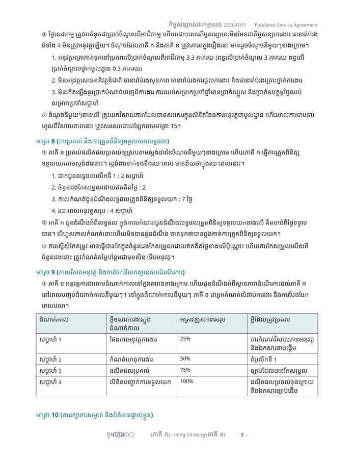 ទំព័រ 3 — កិច្ចសន្យាសេវាកម្មឯករាជ្យ
