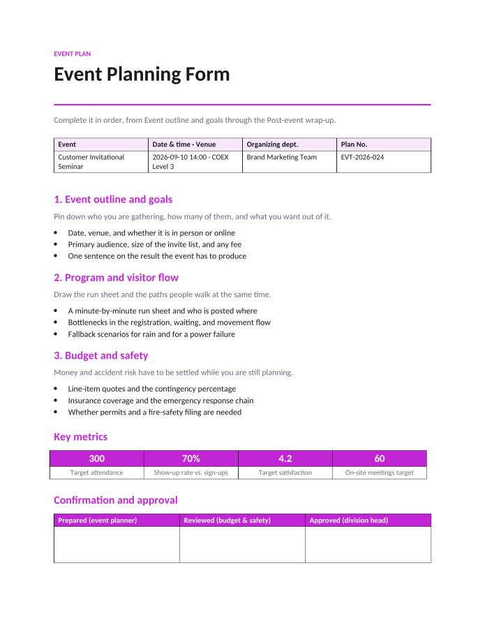 Page 1 — Event Planning Form