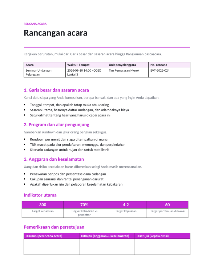 Halaman 1 — Rancangan acara