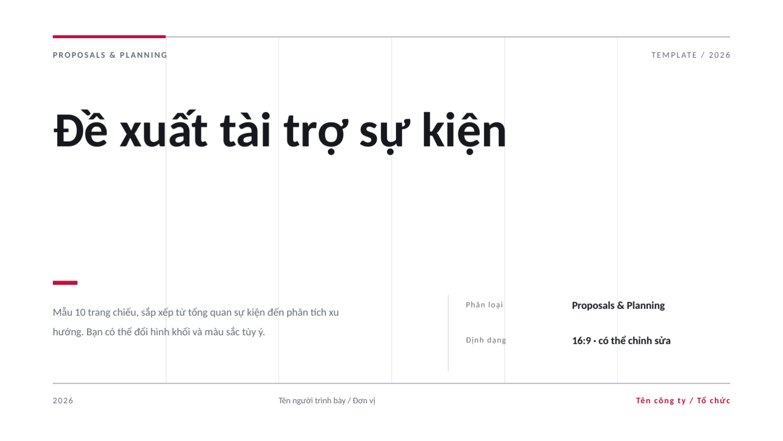 Trang chiếu 1 — Đề xuất tài trợ sự kiện