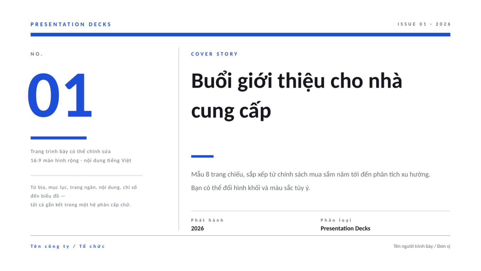 Trang chiếu 1 — Buổi giới thiệu cho nhà cung cấp