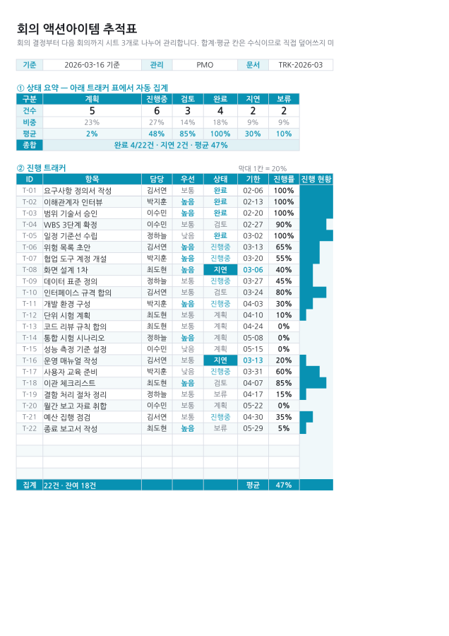 미리보기 1 — 회의 액션아이템 추적표