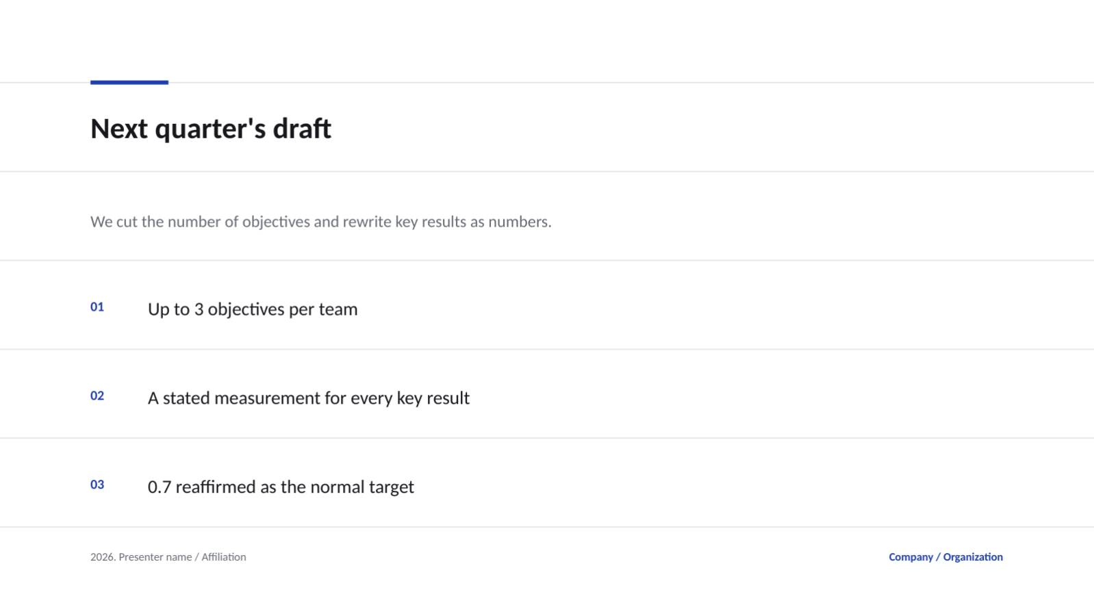 Slide 8 — OKR Review Deck