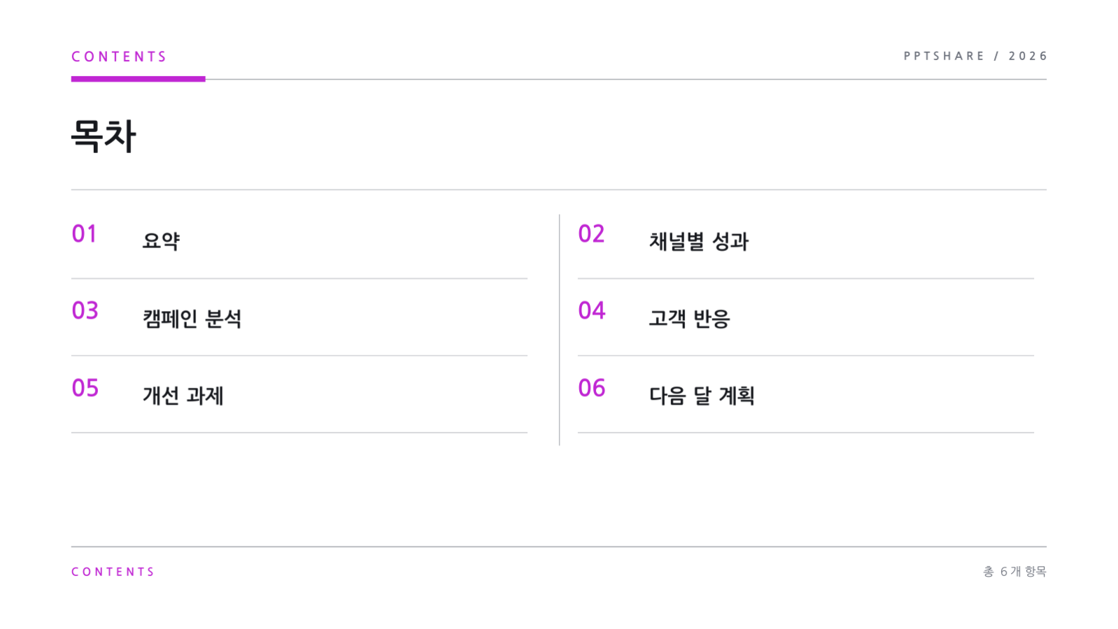 SNS 채널 성과 보고 슬라이드 2 미리보기